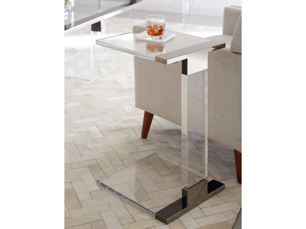 Bastian Small End Table in Clear Acrylic and Gunmetal Polished Stainless Steel - main image