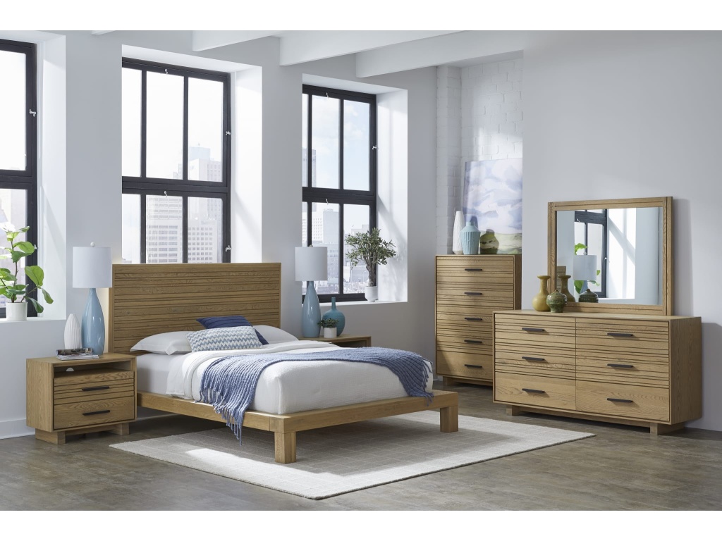 Batten Six Drawer Slatted Dresser in Blonde Oak - image 1