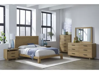 Batten Six Drawer Slatted Dresser in Blonde Oak
