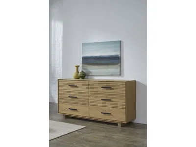 Batten Six Drawer Slatted Dresser in Blonde Oak