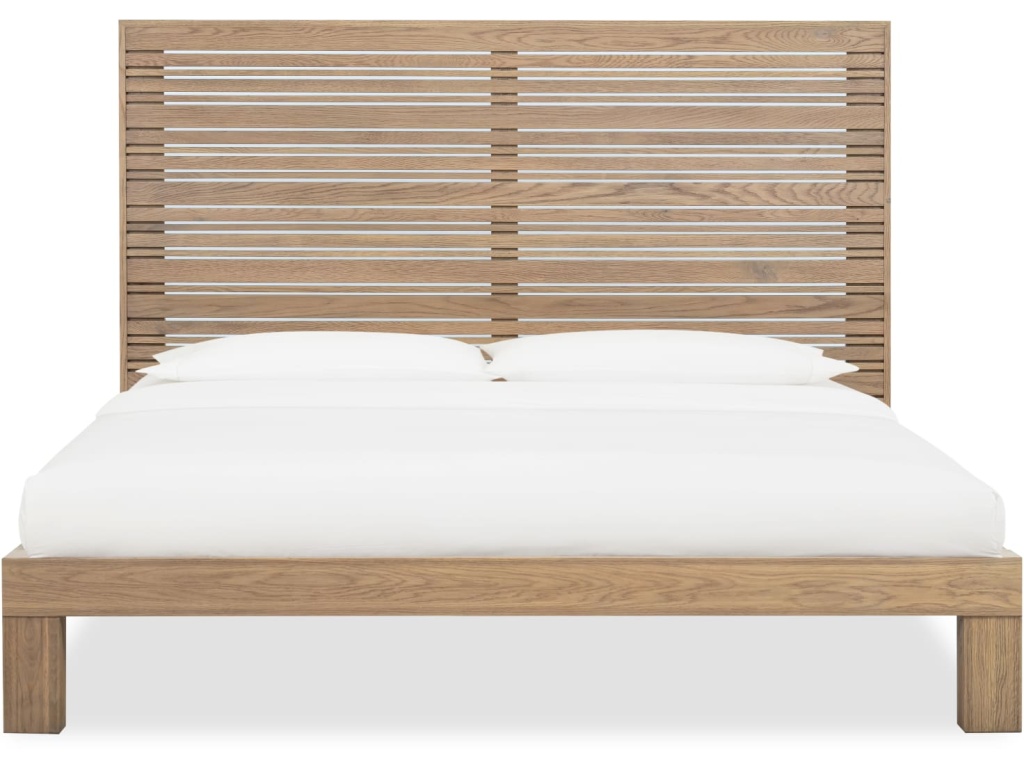 Batten Solid Oak Slatted Platform Bed in Blonde - image 2