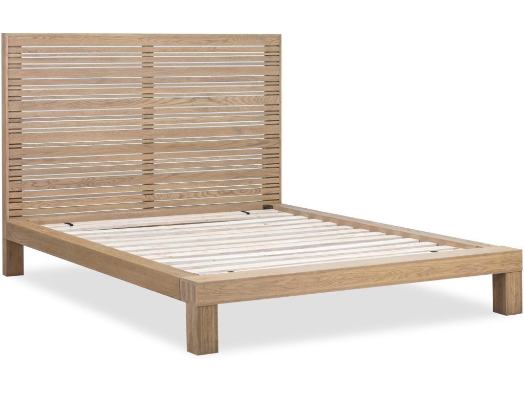 Batten Solid Oak Slatted Platform Bed in Blonde - image 6