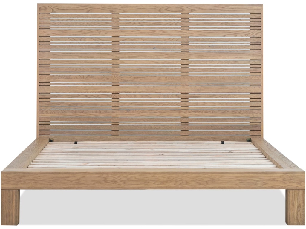Batten Solid Oak Slatted Platform Bed in Blonde - image 7
