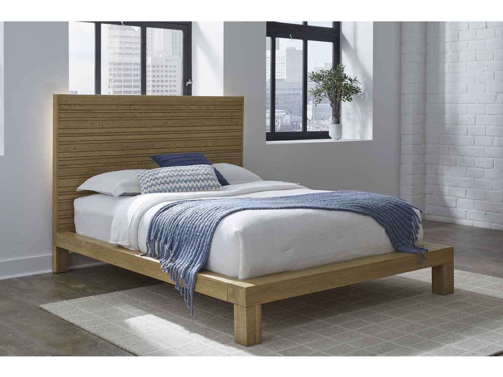 Batten Solid Oak Slatted Platform Bed in Blonde - image 9