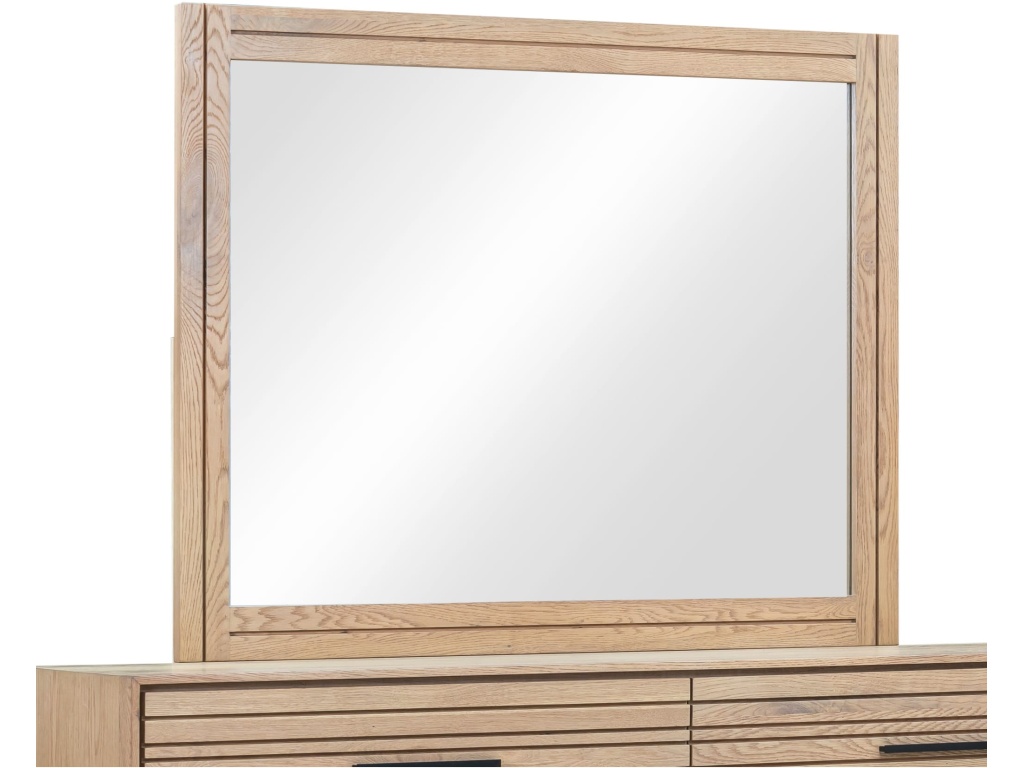 Batten Solid Wood and Mirrored Glass Wall or Dresser Mirror in Blonde Oak - image 2
