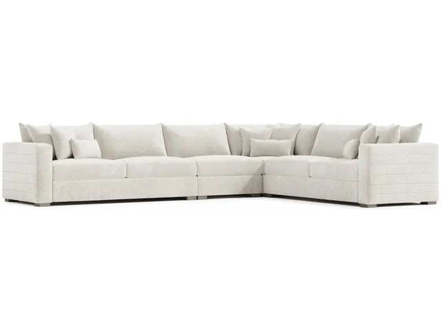 Helena Fabric Sectional Wood Foot