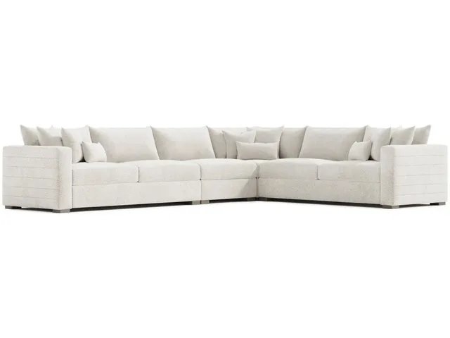 Helena Fabric Sectional Wood Foot