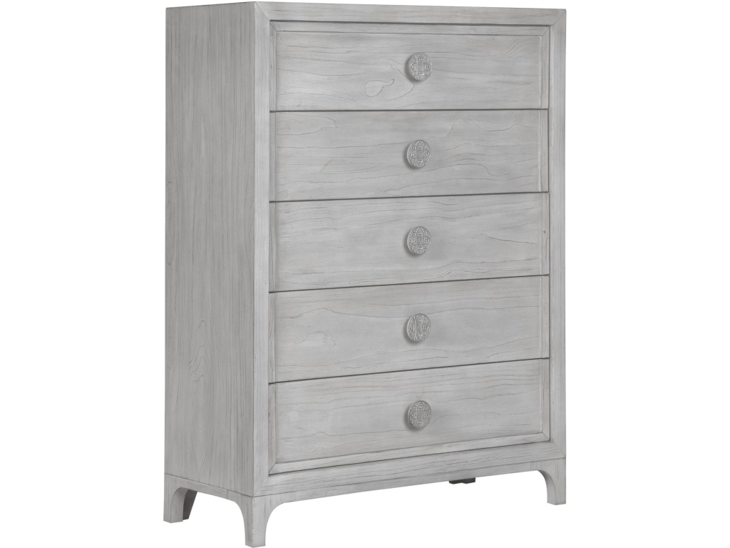 Boho Chic Five-Drawer Chest in Washed White (2024) - image 1
