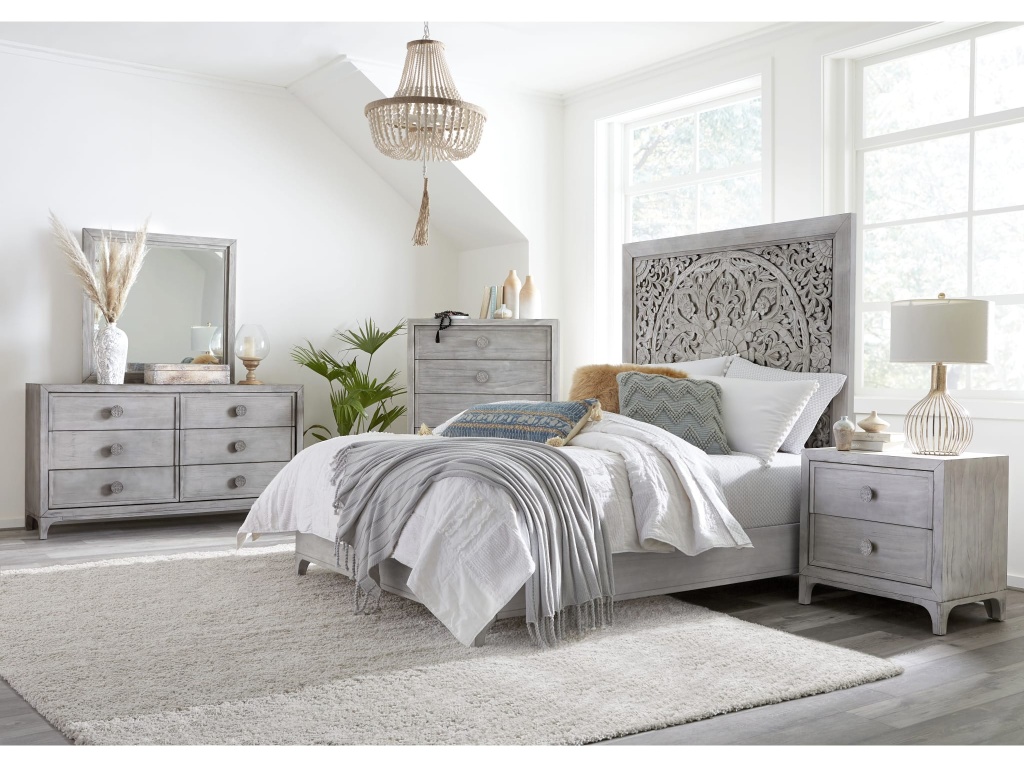 Boho Chic Six-Drawer Dresser in Washed White (2024) - image 1