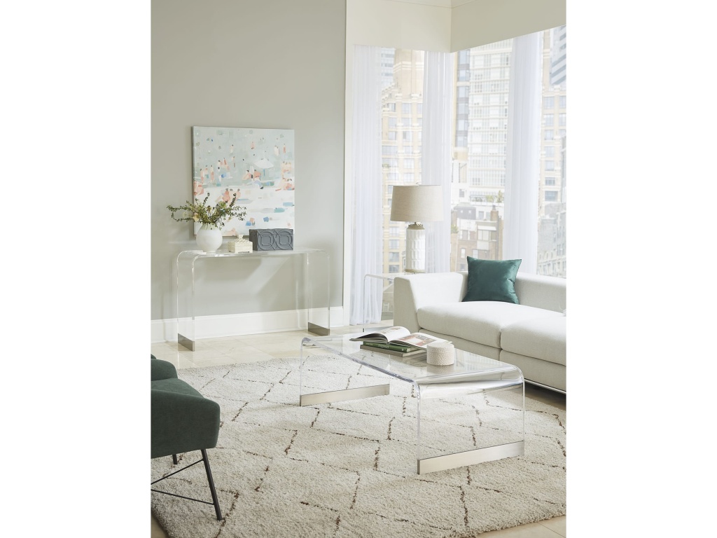Bowie Coffee Table in Clear Acrylic and Brushed Stainless Steel - image 1