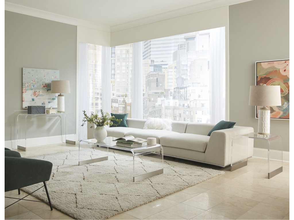 Bowie Coffee Table in Clear Acrylic and Brushed Stainless Steel - image 5
