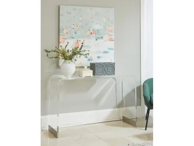 Bowie Console Table in Clear Acrylic and Brushed Stainless Steel