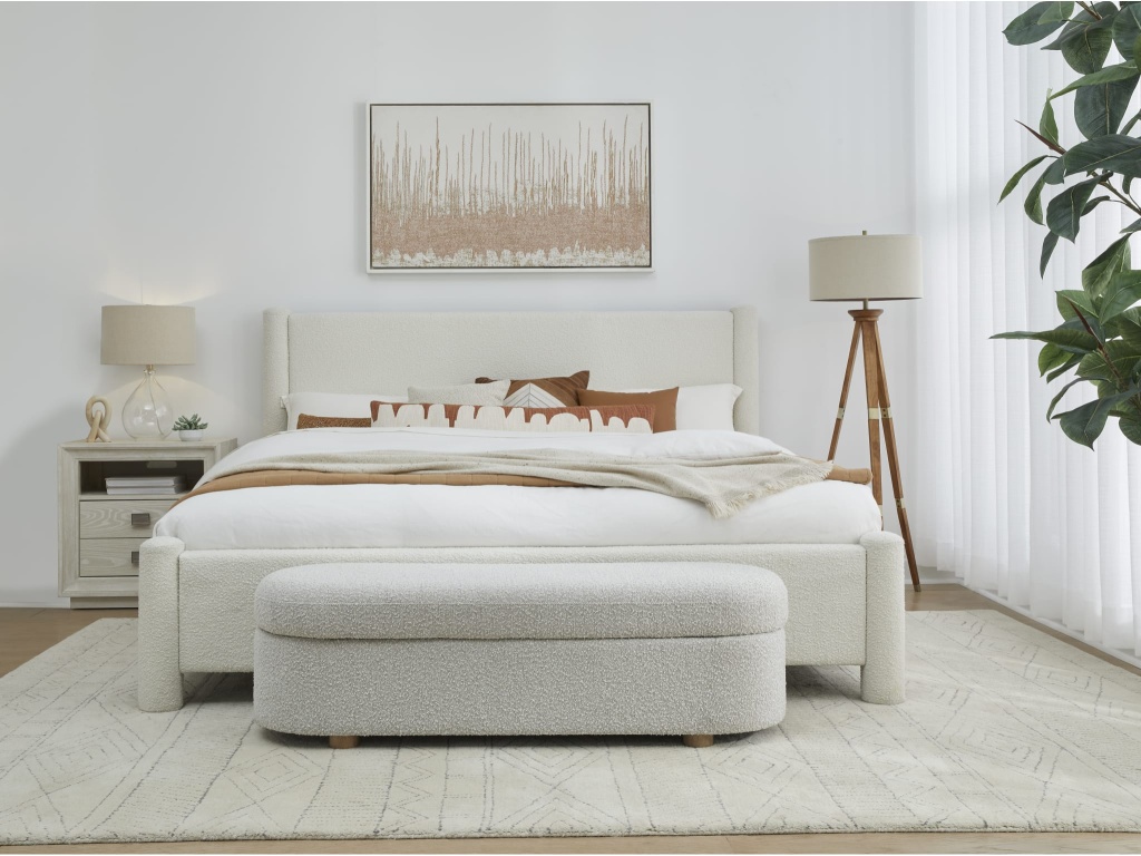Burke Upholstered Platform Bed in Cottage Cheese Boucle - main image