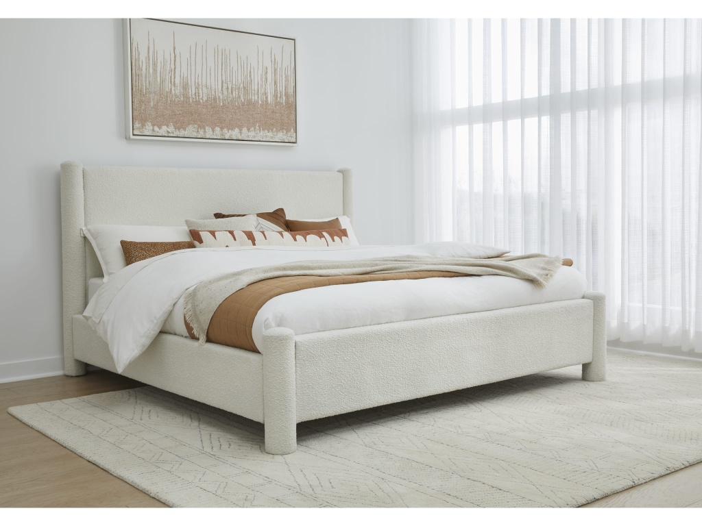 Burke Upholstered Platform Bed in Cottage Cheese Boucle - image 2