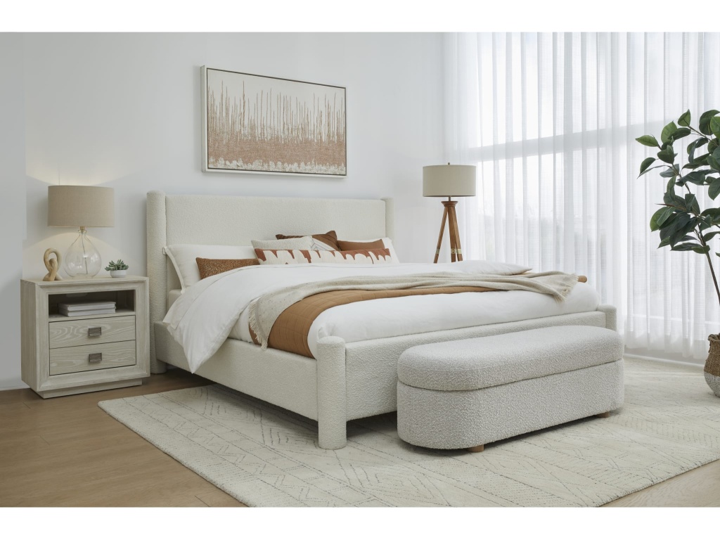 Burke Upholstered Platform Bed in Cottage Cheese Boucle - image 1