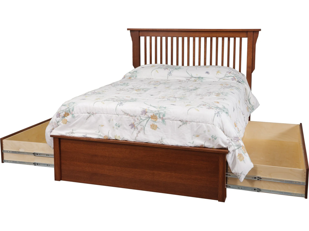Mission Queen Pedestal Bed w/ 60" Wide Drawers - image 1