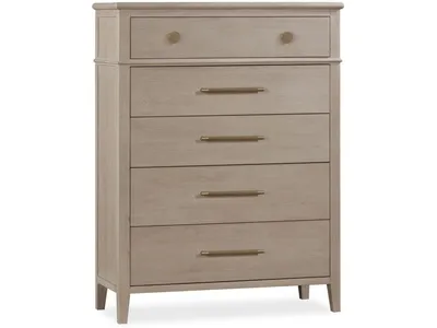 Camden Five Drawer Oak Wood Chest in Chai - Alternative View