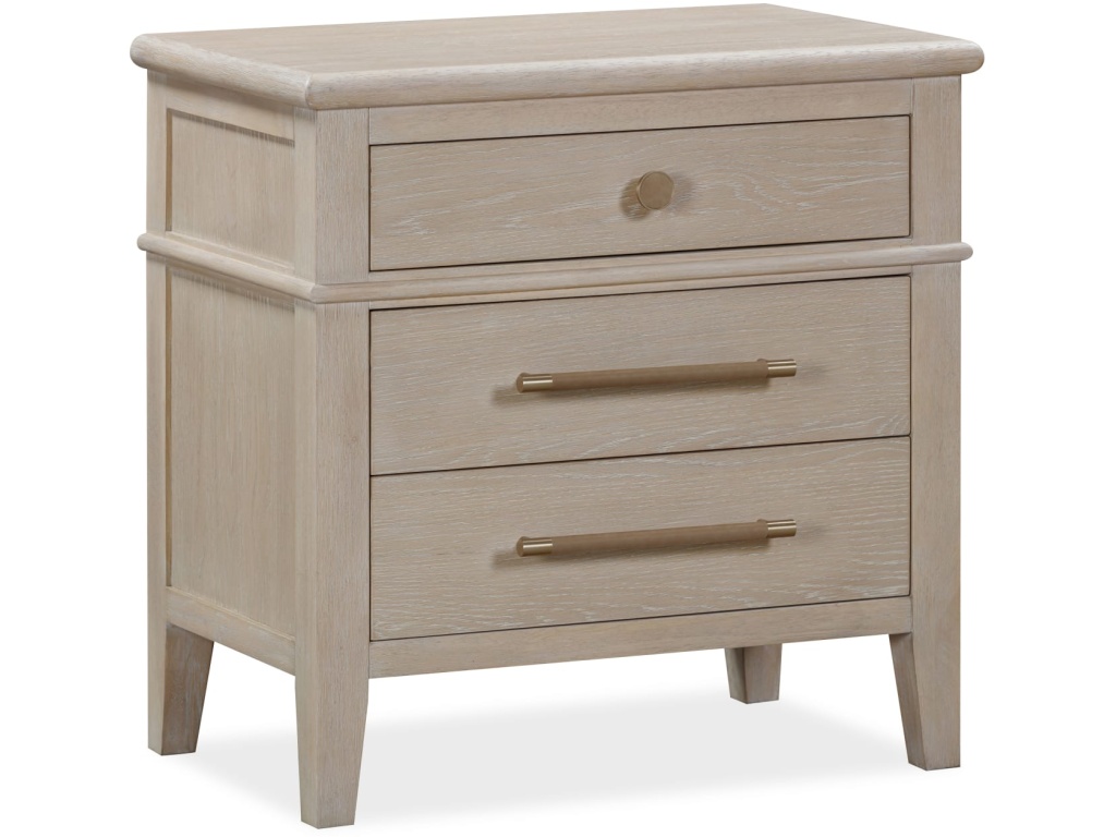 Camden Three Drawer Oak Wood Nightstand in Chai - image 2