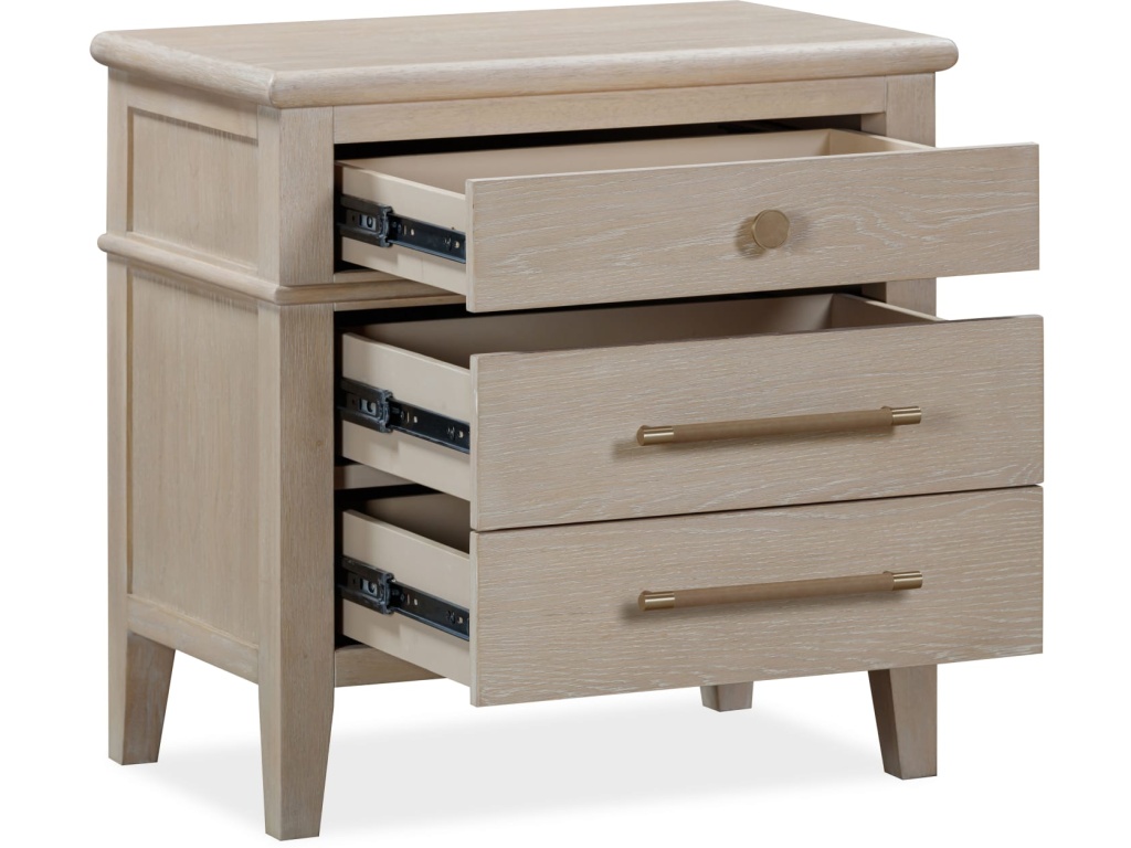 Camden Three Drawer Oak Wood Nightstand in Chai - image 3