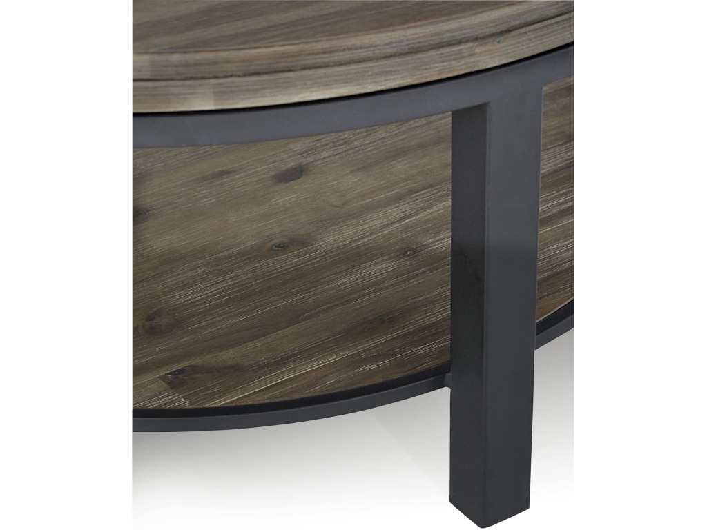 Canyon Solid Wood and Metal Round Coffee Table in Washed Grey - image 3