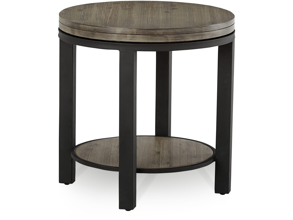 Canyon Solid Wood and Metal Round End Table in Washed Grey - image 2