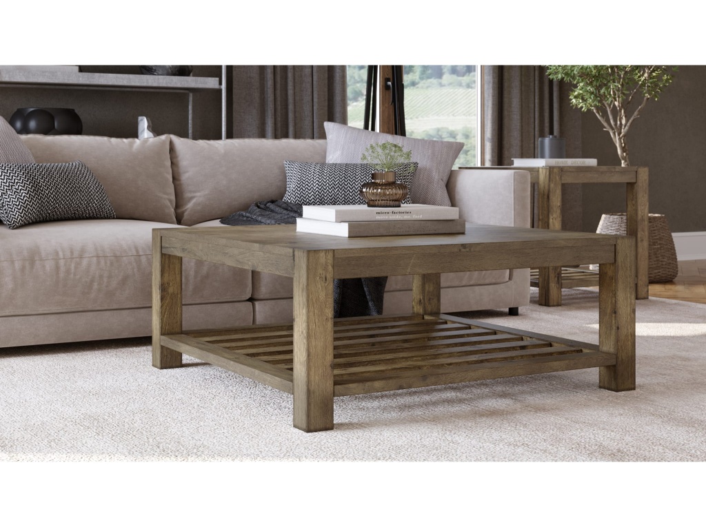 Canyon Solid Wood Square Coffee Table in Washed Grey - image 1