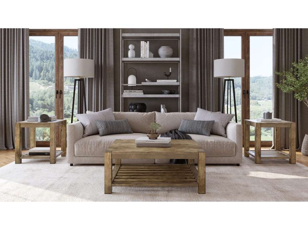 Canyon Solid Wood Square Coffee Table in Washed Grey - main image