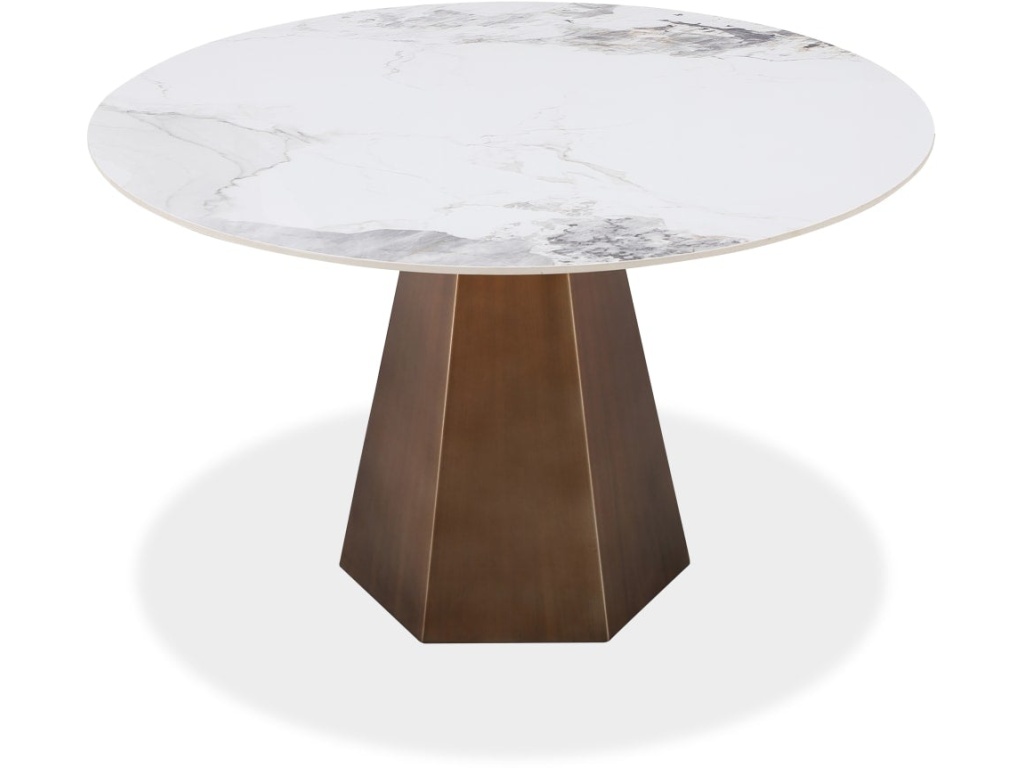 Carmel Stone Top Round Dining Table in Chanelle and Bronze - image 1