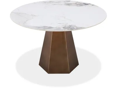 Carmel Stone Top Round Dining Table in Chanelle and Bronze - Alternative View