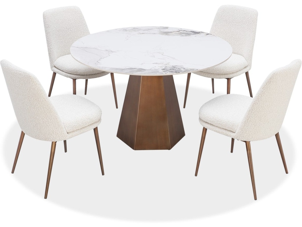 Carmel Stone Top Round Dining Table in Chanelle and Bronze - image 2