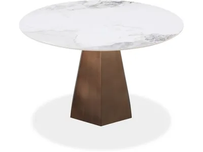 Carmel Stone Top Round Dining Table in Chanelle and Bronze