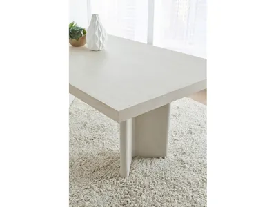 Caye Stone Top Double Pedestal Dining Table with Ivory Cement Base - Alternative View