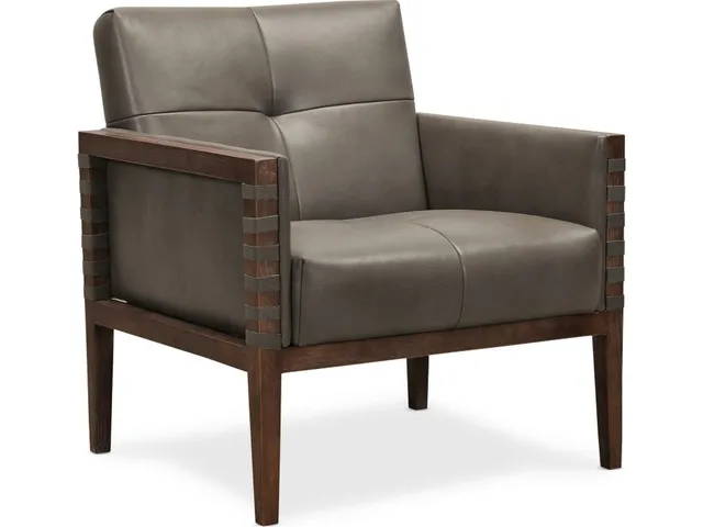 Carverdale Leather Club Chair w/Wood Frame