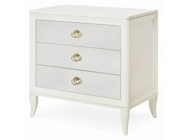 Tribeca Three Drawer Nightstand With Mirrored Drawers