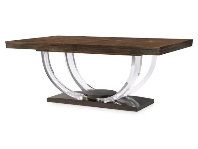 Omni Large Rectangular Dining Table With Acrylic Legs (Figured Walnut)