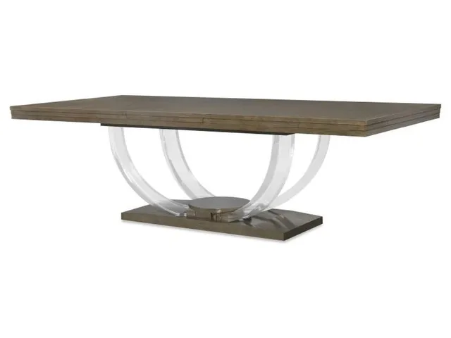 Omni Large Rectangular Dining Table With Acrylic Legs (Oak)
