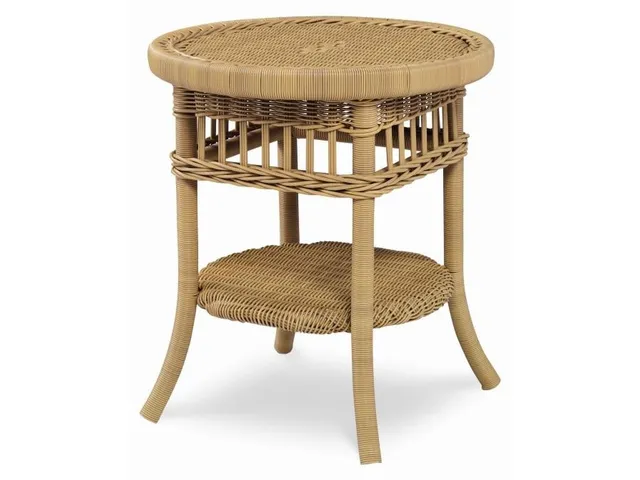 Mainland Wicker Side Table With Tempered Glass