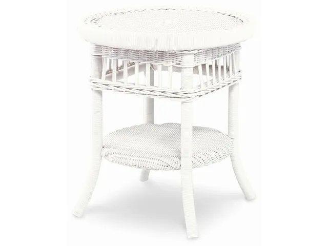 Mainland Wicker Side Table With Tempered Glass