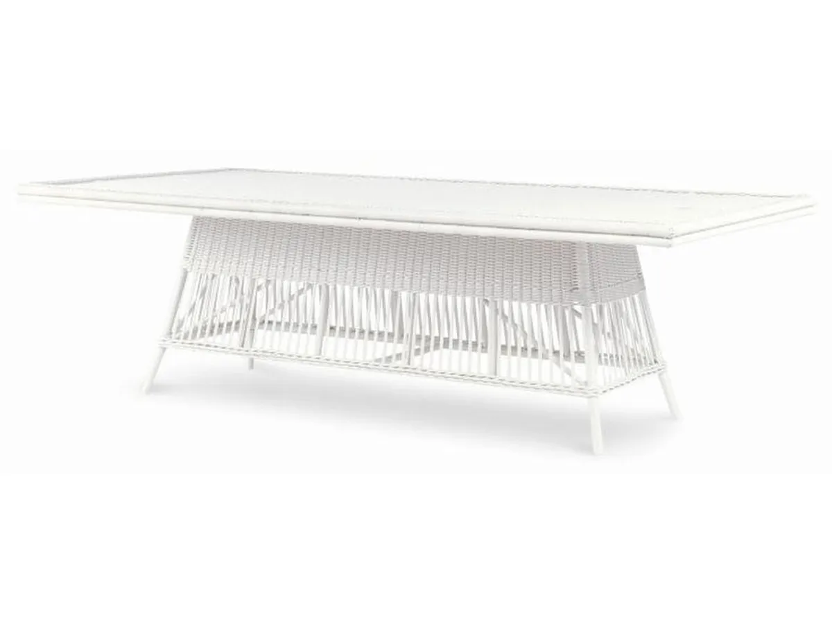 Mainland Wicker Rectangular Dining Table With Tempered Glass - primary view