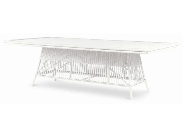 Mainland Wicker Rectangular Dining Table With Tempered Glass