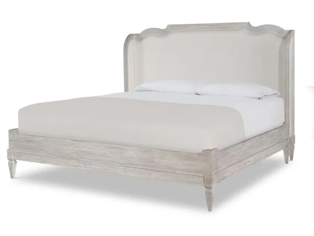Nichole Upholstered Bed King 6/6 - White Rustic
