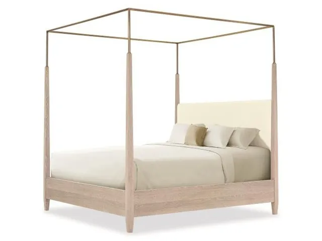 Cadence Metal Canopy Poster Bed - King 6/6 - Sand Cerused