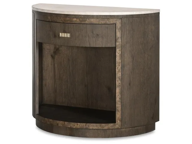 Monterey Demilune Nightstand With Travertine - Hawthorne Dark