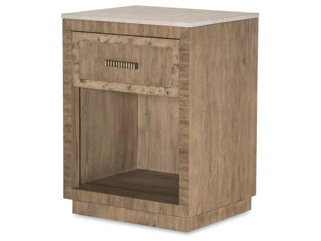 Monterey Single Drawer Nightstand With Travertine - Hawthorne Light