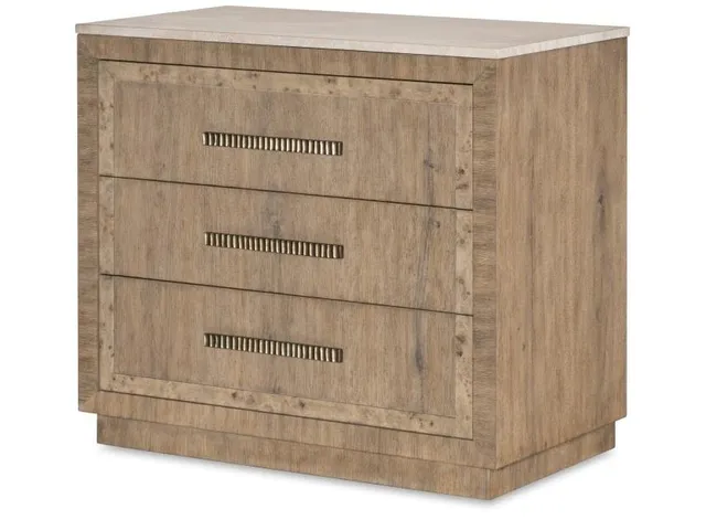 Monterey Three Drawer Nightstand With Travertine - Hawthorne Light