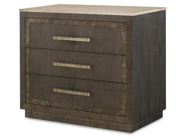 Monterey Three Drawer Nightstand With Travertine - Hawthorne Dark