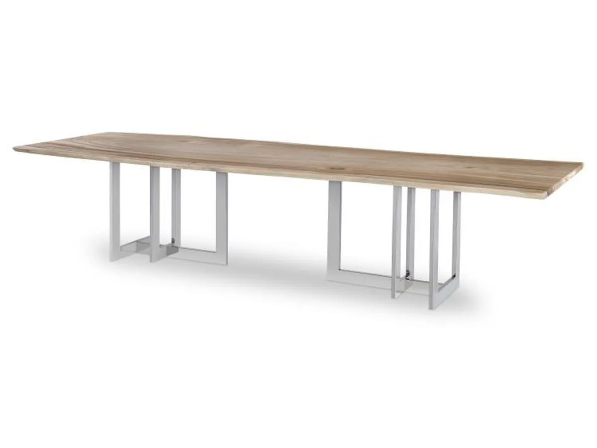 108 Guan Slab Dining Table - Polished Nickel Base - primary view