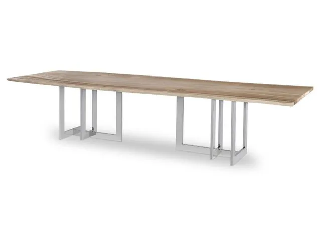 130 Guan Slab Dining Table - Polished Nickel Base