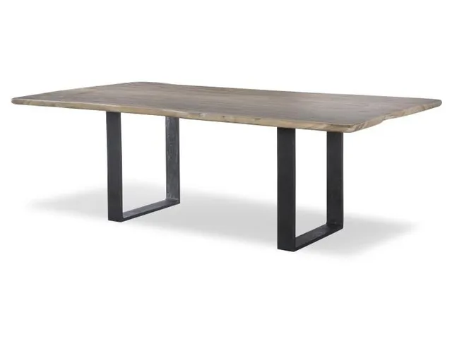 120 Guan Slab Dining Table - Cast Iron Strap Base