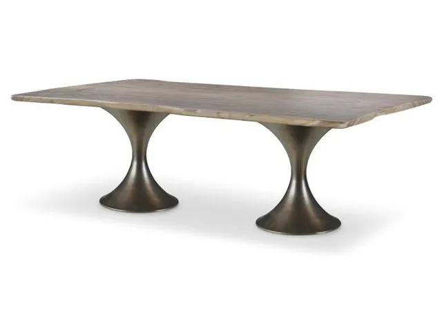 120 Guan Slab Dining Table - Bronze Hourglass